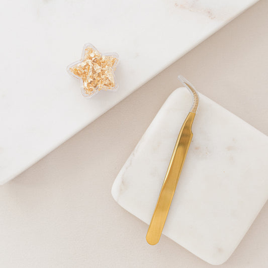 Star Gold Foil Leaf Pot & Gold Tweezer