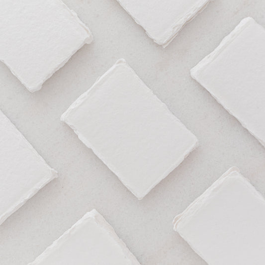 70mm by 90mm White Handmade Paper Place Cards