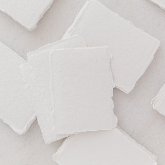 70mm by 90mm White Handmade Paper Place Cards