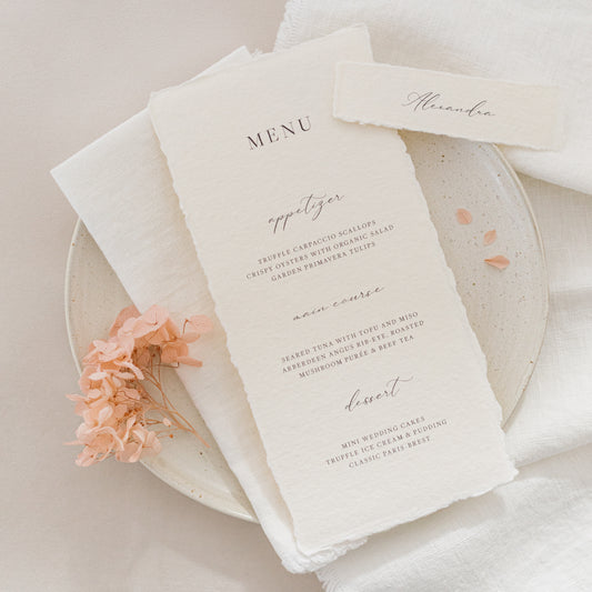 Mia Wedding Menu & Place Card