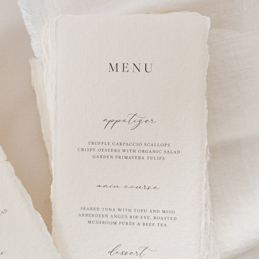 Mia Wedding Menu