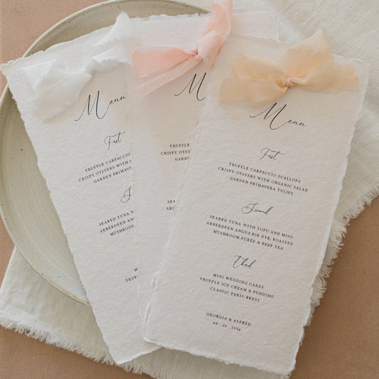 Georgia Wedding Menu with Silk Ribbon