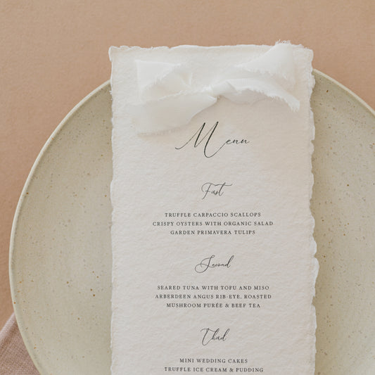 Georgia Wedding Menu with Silk Ribbon