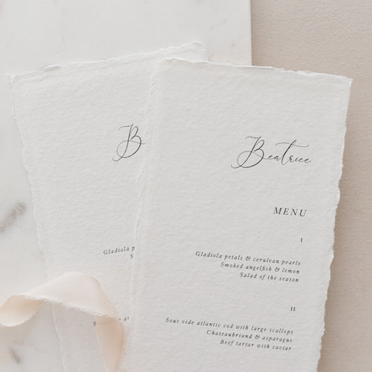 Beatrice Personalised Wedding Menu