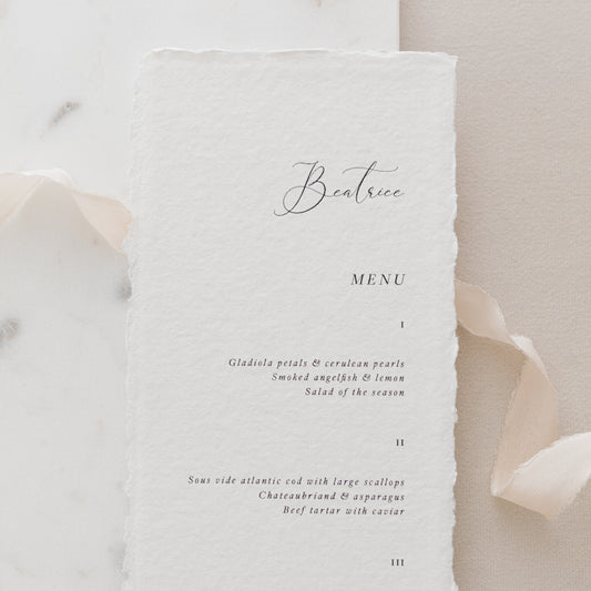 Beatrice Personalised Wedding Menu