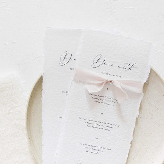 Isadora Wedding Menu with Silk Ribbon