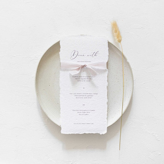Isadora Wedding Menu with Silk Ribbon