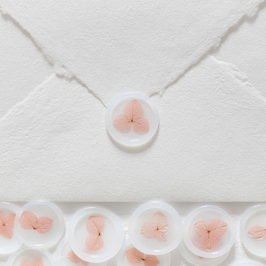Blush Pink Hydrangea Vellum Wax Seals