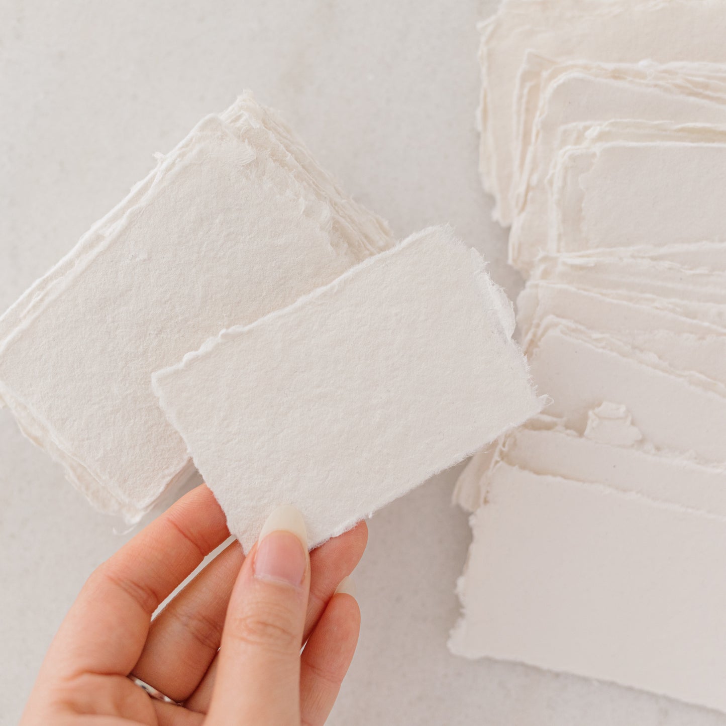 90mm by 55mm Off White Handmade Paper Place Cards