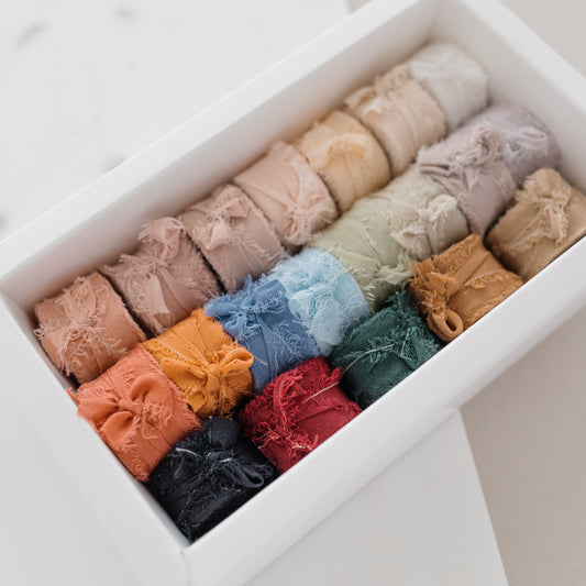 Collection of 20 Colours – 15mm Silk Ribbons