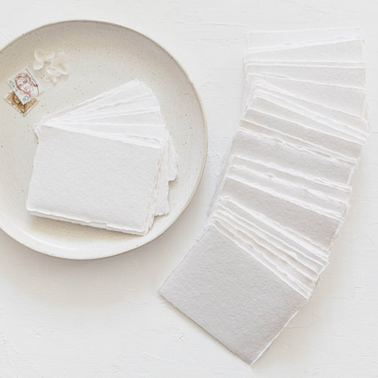 100mm by 75mm White Handmade Paper Place Cards